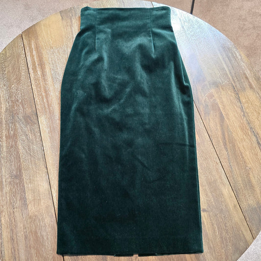 Laurel vintage green velvet pencil skirt size 34 – front view
