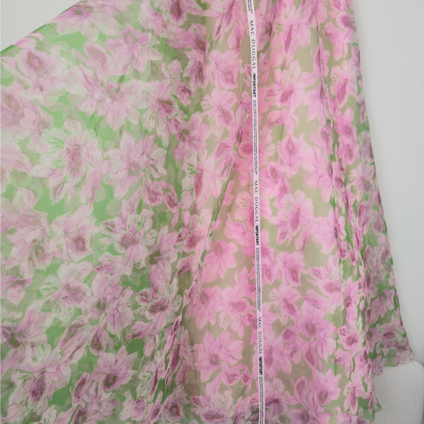 Anthropologie Mac Duggal Multi Pink Strapless Chiffon Maxi Dress Sz 8