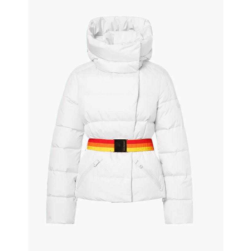 Goldbergh Bufera Quilted Ski Jacket White Hooded Down Puffer Coat Size 10 NWT