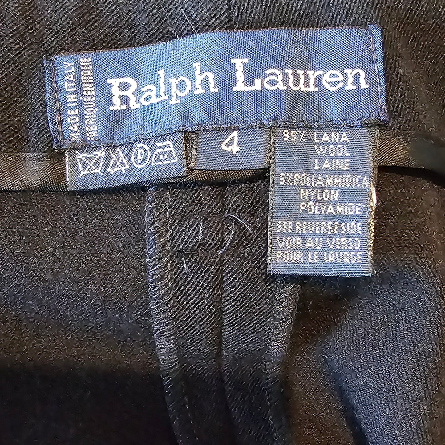 Ralph Lauren Rare Vintage Navy Wool Blend Front Zips Pencil Skirt Sz 4 (778)