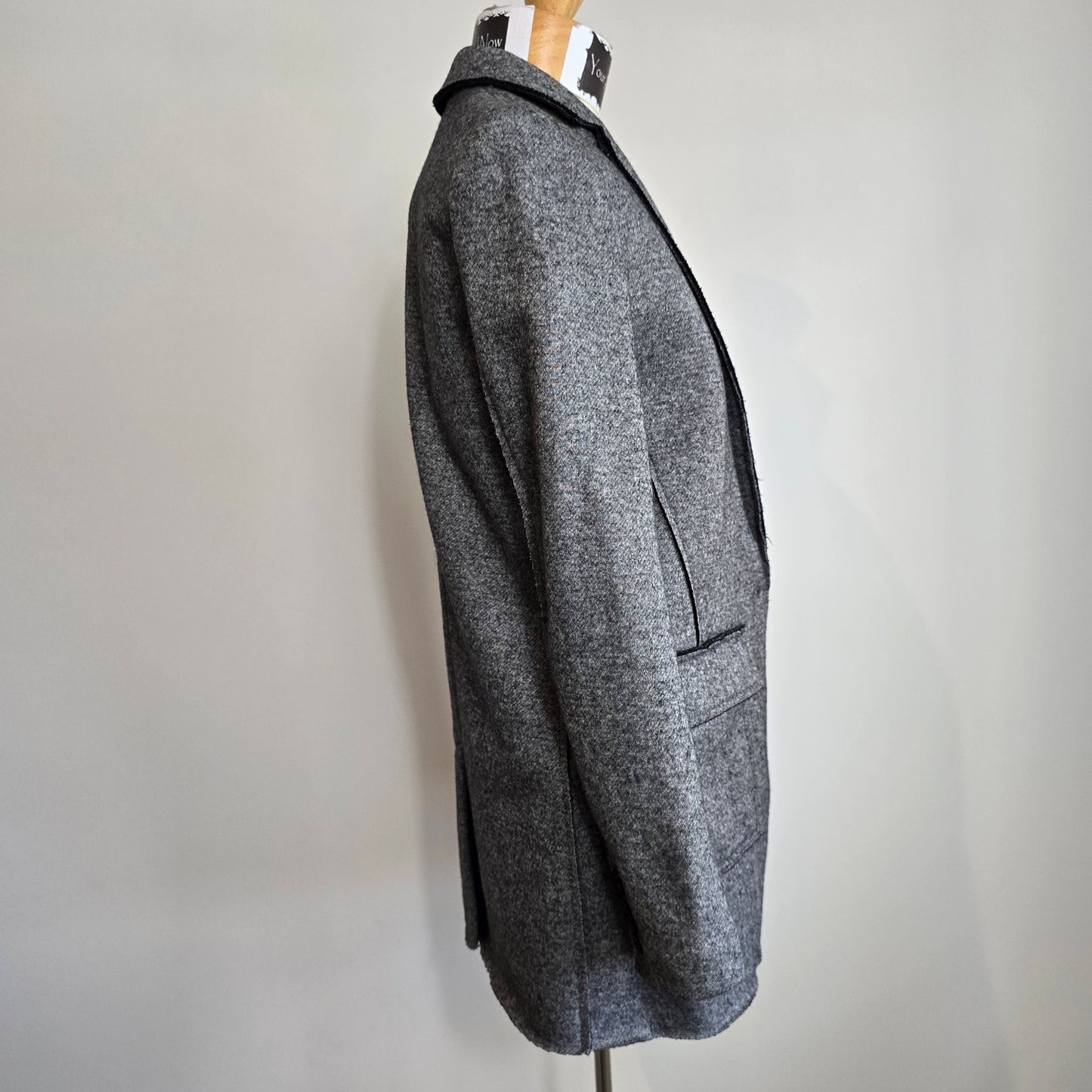 Banana Republic Women Gray Black Wool Blend Textured Knit Boyfriend Blazer Sz 0