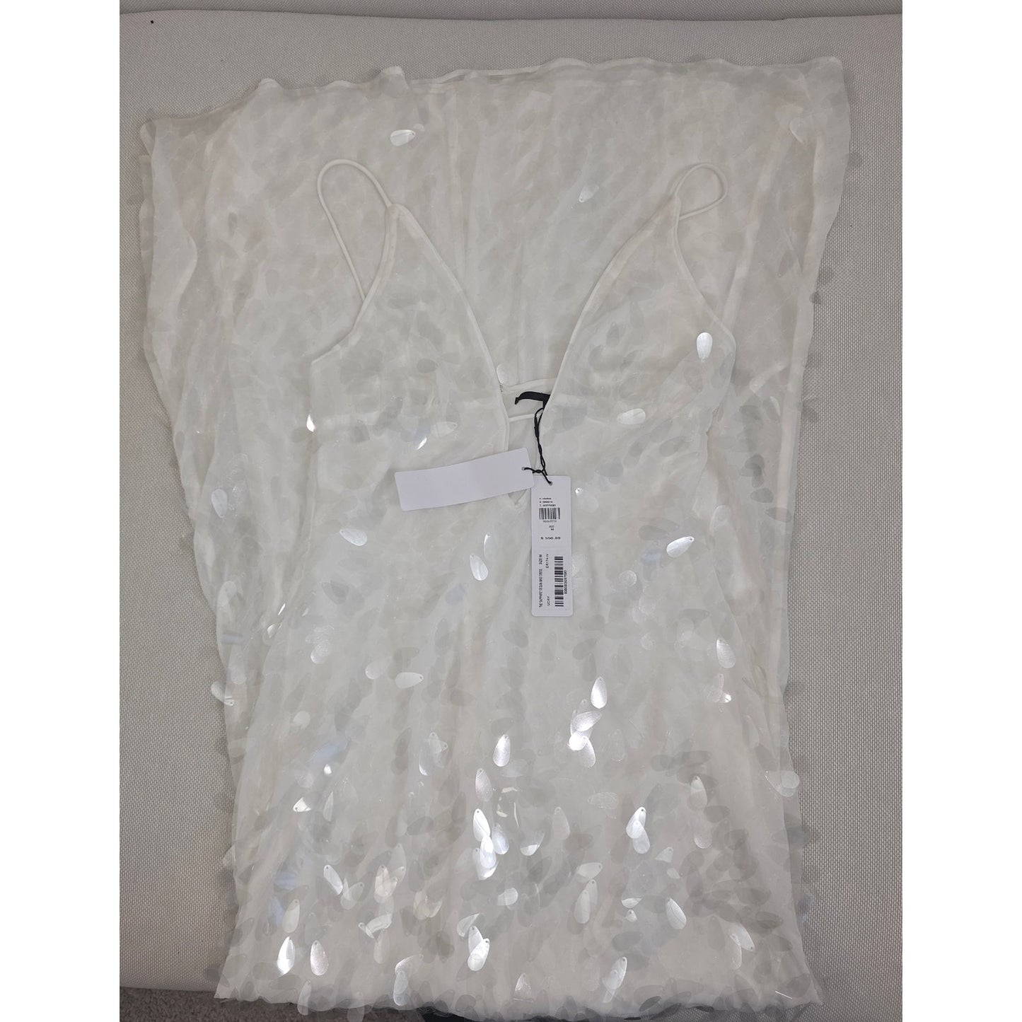 MISHA The Sapphire Sequin Maxi Dress in Ivory Sz M NWT