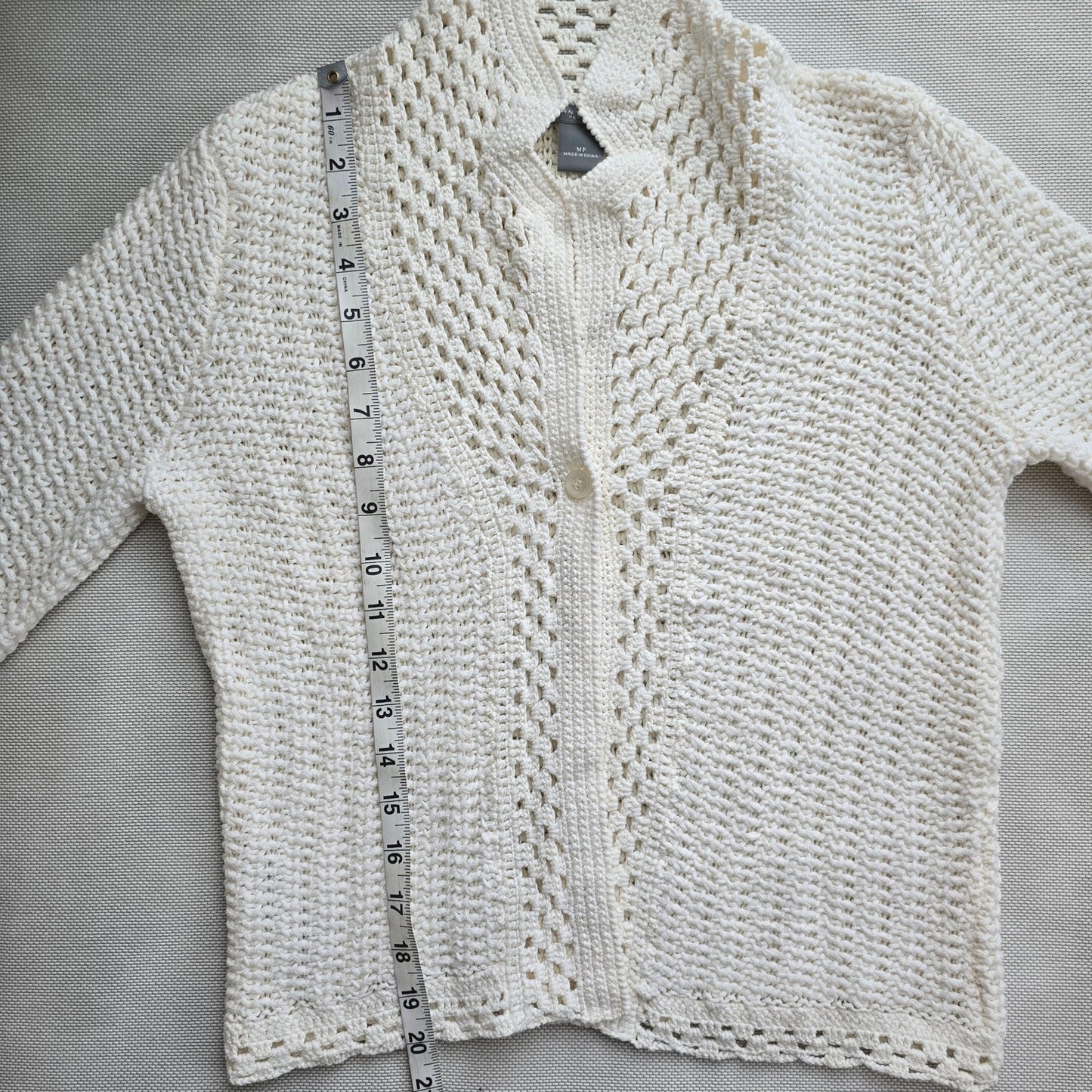 Ann Taylor Ivory Lace Crochet Sweater Cardigan Sz MP (710)