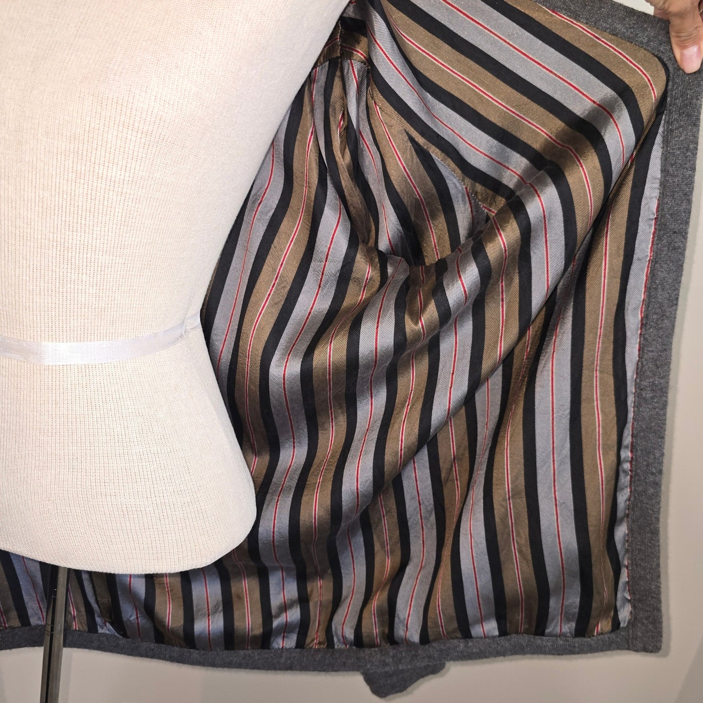 Valentino Boutique Vintage Gray Open Cardigan Side Pockets Silk Cashmere Sweater