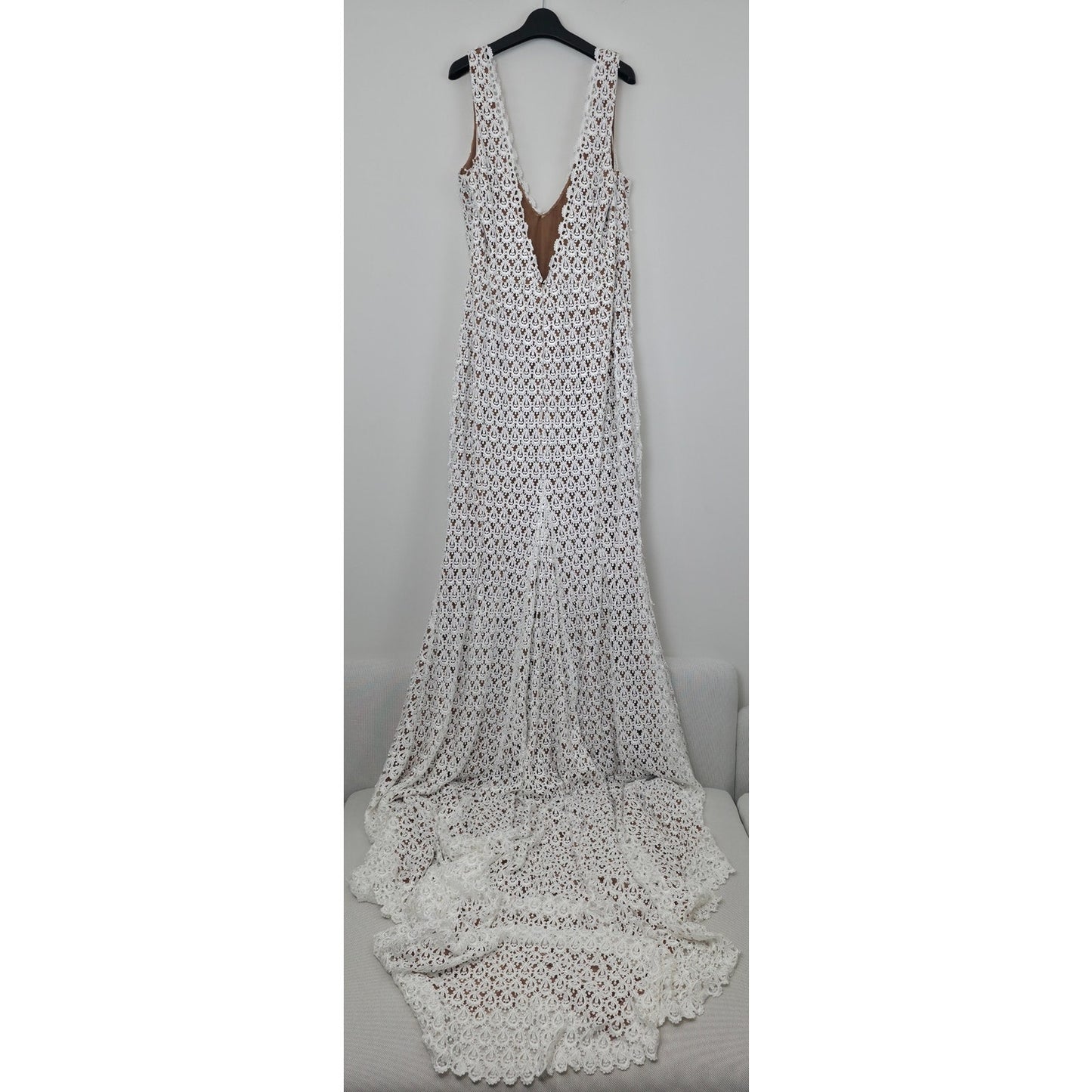 Daughters of Simone Nev Almond Crochet Lace Wedding Dress 4XL Anthro Boho Gown