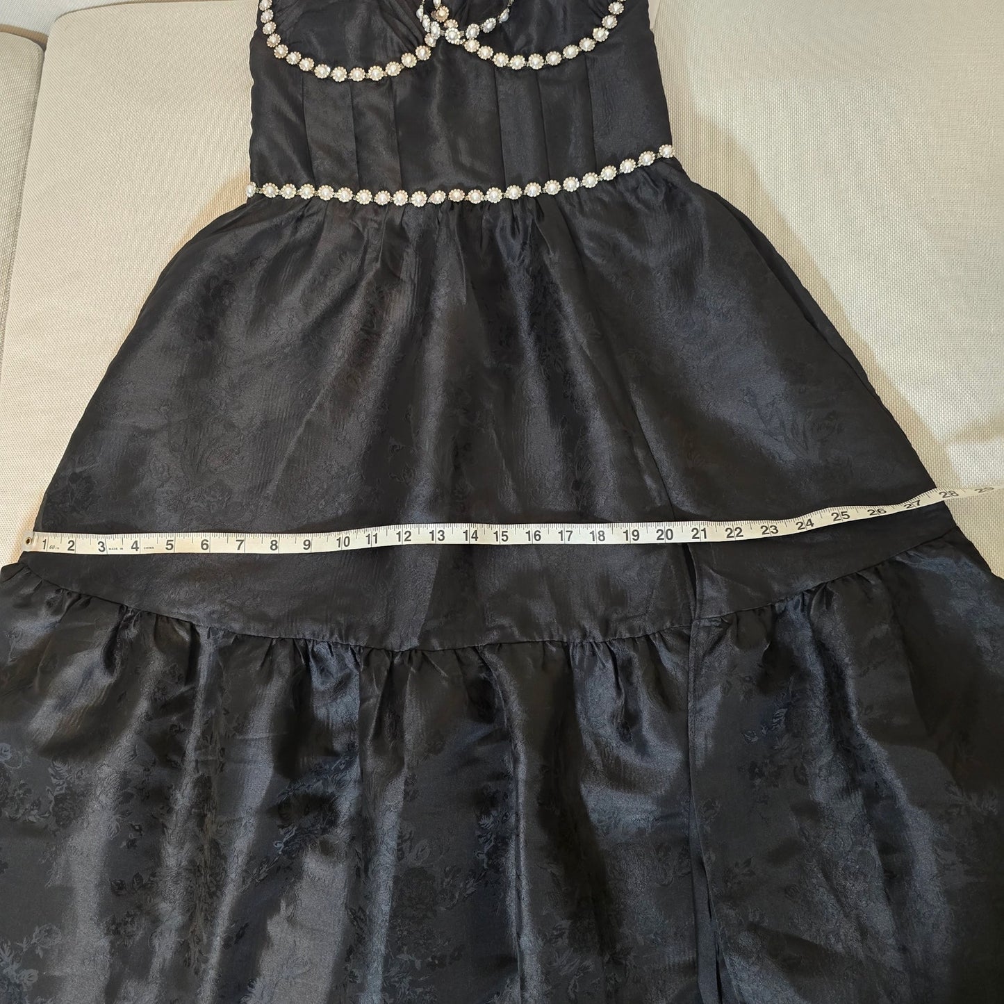 V. Chapman The Lucetta Gown Dress in Black Windsor Brocade Sz 8