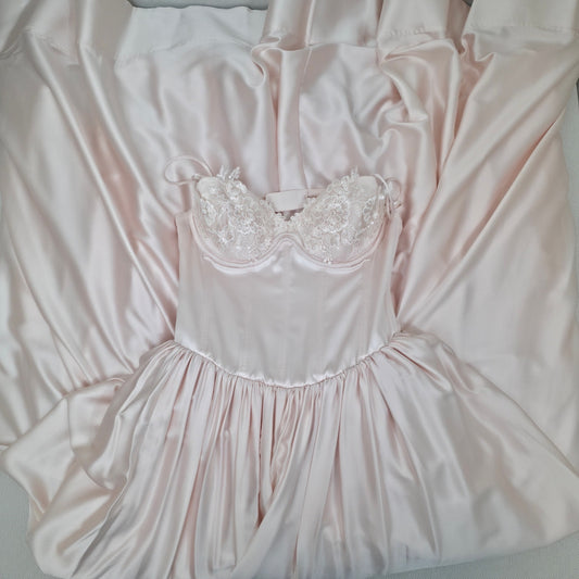 For Love & Lemons Nara Sleeveless Silky Adorned Cups Gown Sz XS NWT
