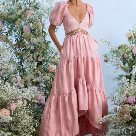 V. Chapman The Emma Dress in Light Pink Windsor Brocade Sz 8