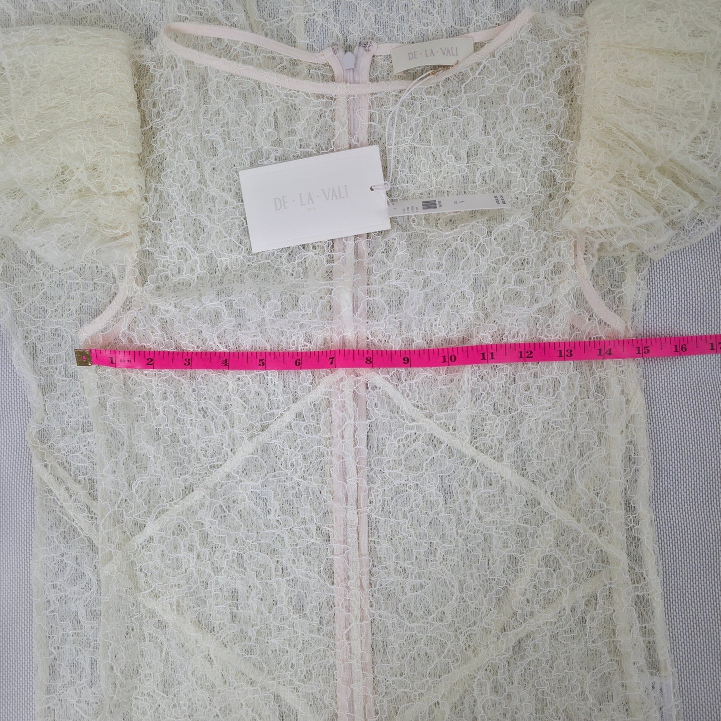 DE LA VALI Ivory Nephele Lace Fishtail Maxi Dress Ivory Sz US 4 NWT