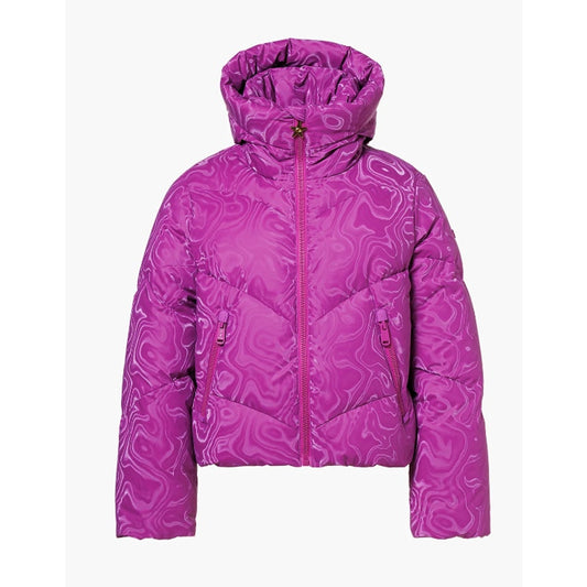 Goldbergh Aeliana Luxury Down Ski Jacket Purple Swirl Damast Puffer Coat 6 NWT