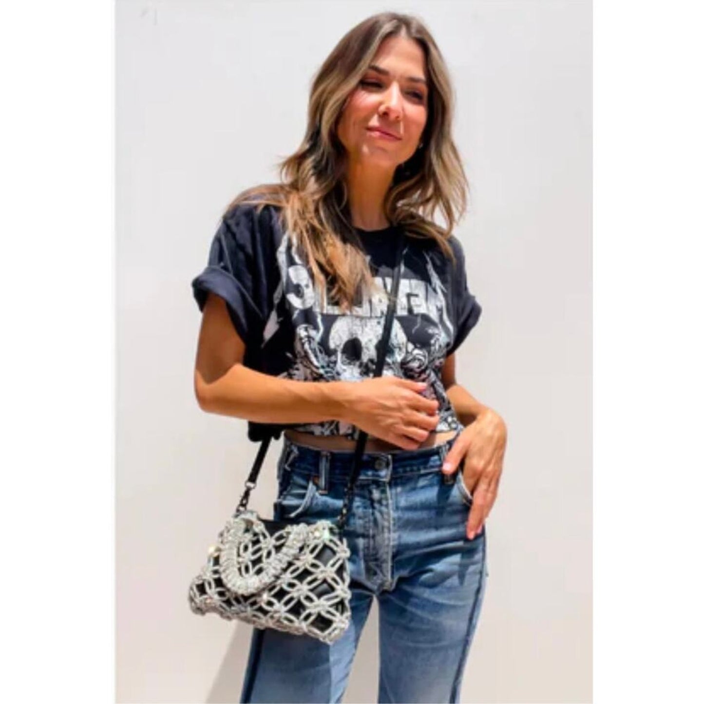 ROCKNOT THE TRANSFORMER Crystal Insert Black Bag and Crossbody