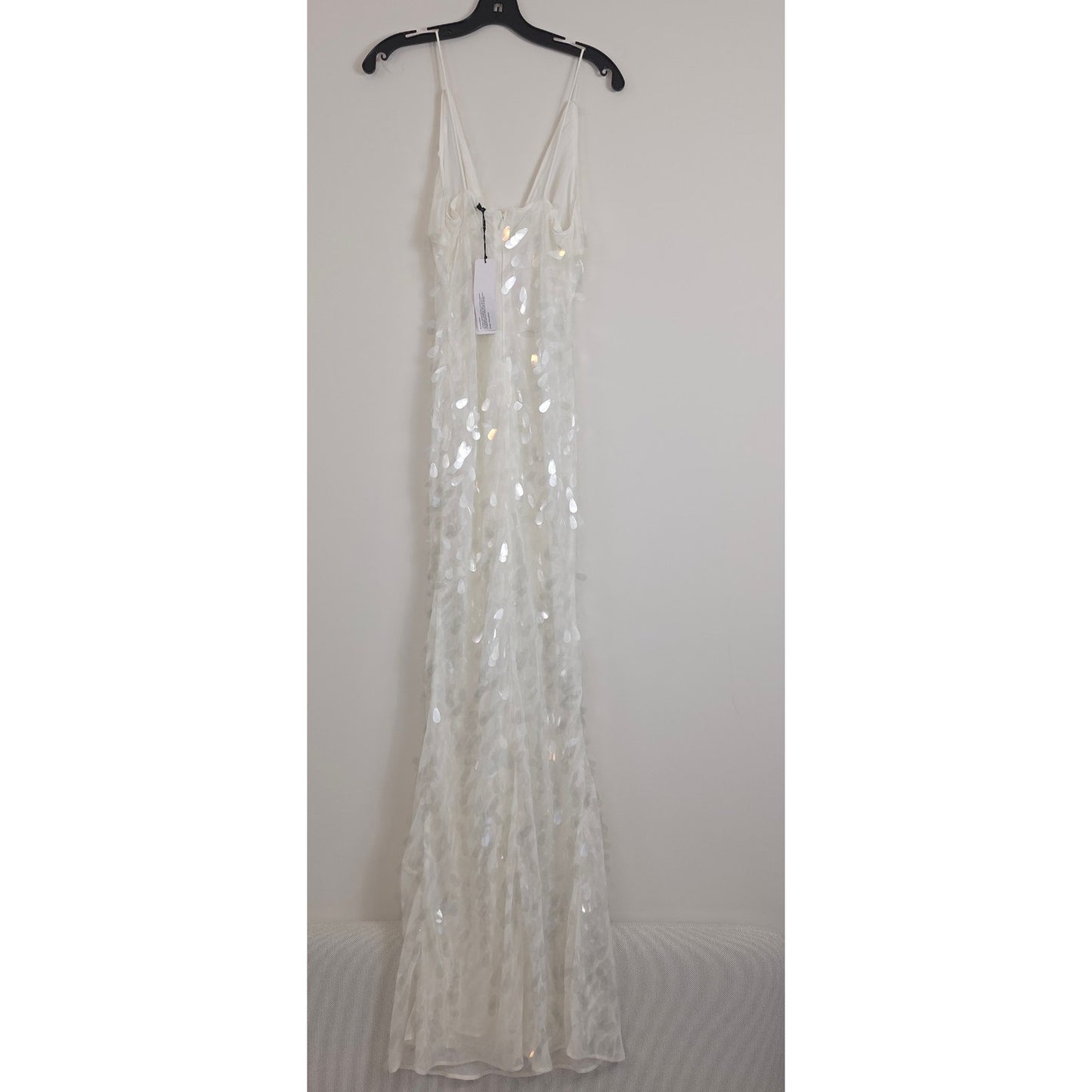 MISHA The Sapphire Sequin Maxi Dress in Ivory Sz M NWT