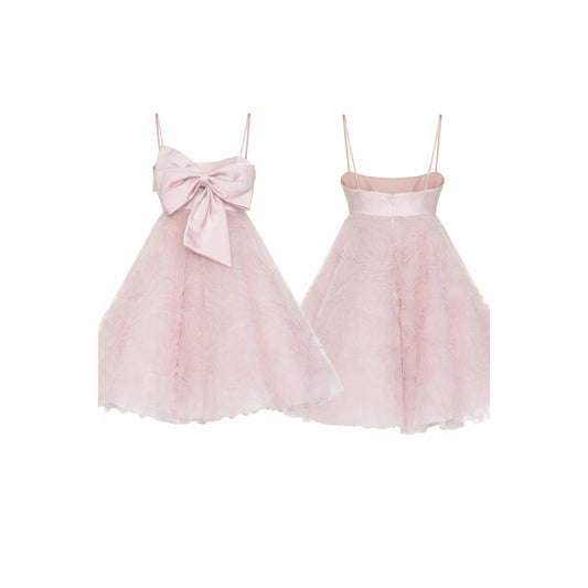 Mac Duggal Pink Rose Bow Front Tulle Mini Gala Dress Sz 2 NWT