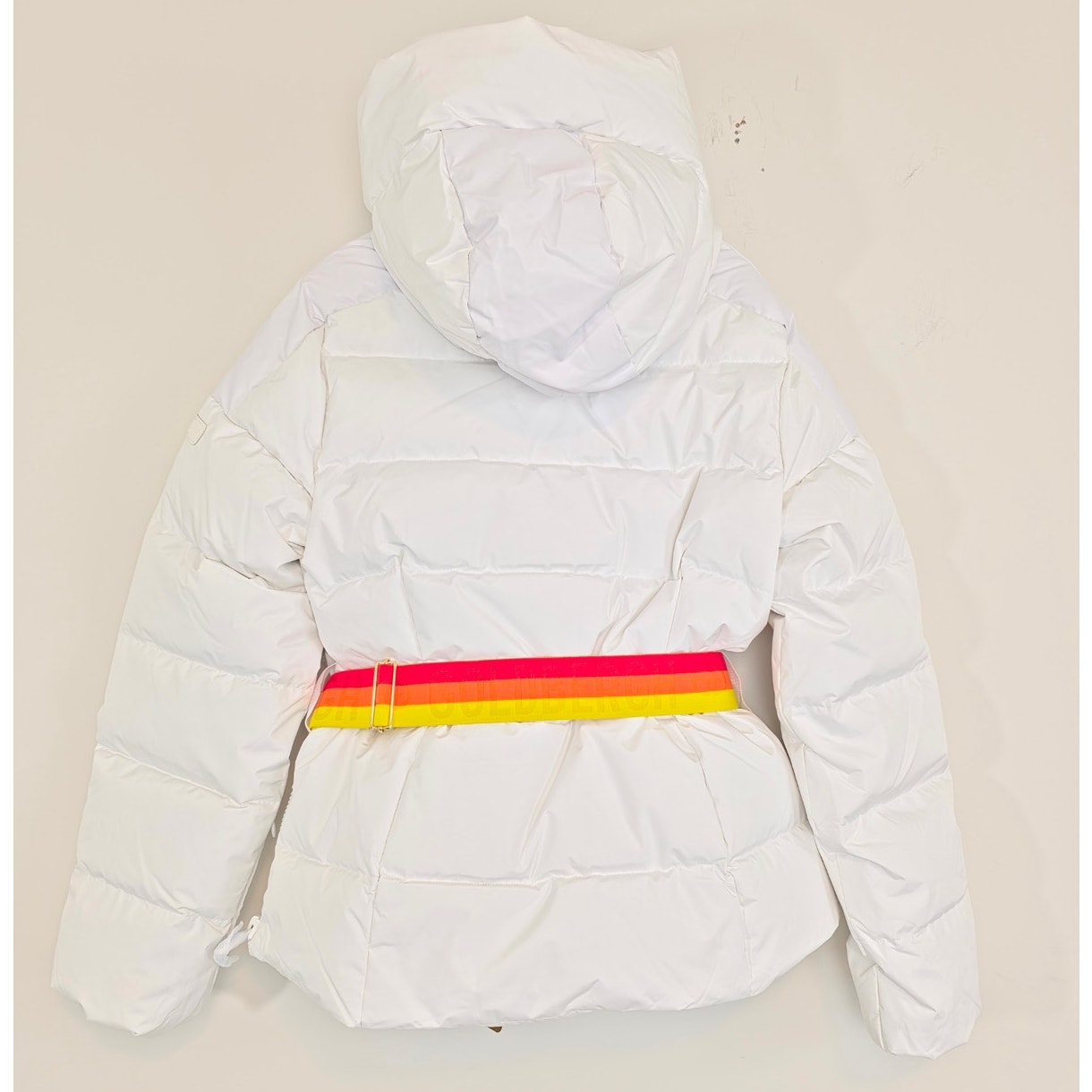 Goldbergh Bufera Quilted Ski Jacket White Hooded Down Puffer Coat Size 10 NWT