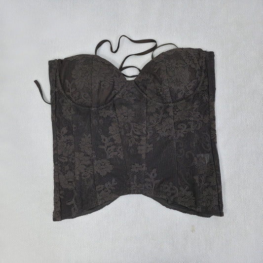 V. Chapman Chocolate Carolena Corset Top ONLY Chantilly Lace Sz 6 NWOT