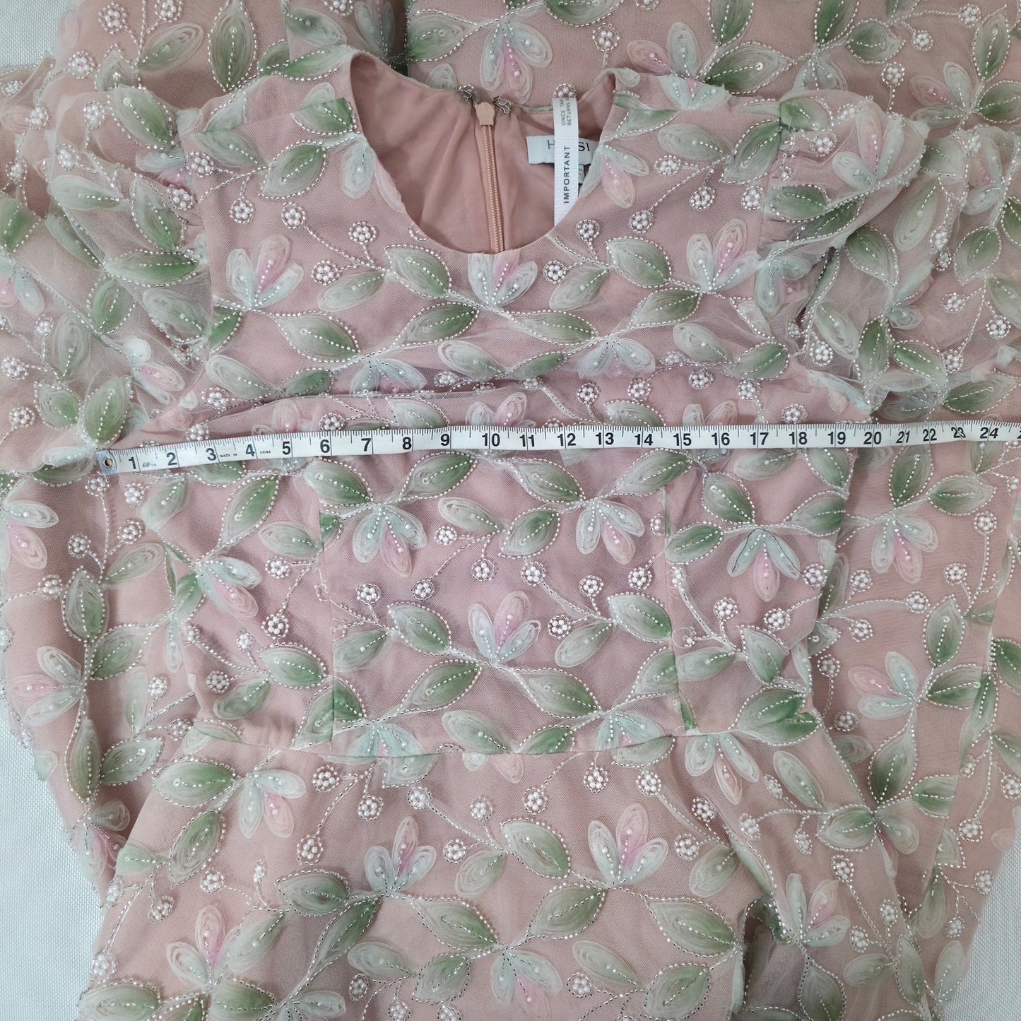 Helsi Tessa Long-Sleeve Appliqué A-Line Maxi Dress Sz XL