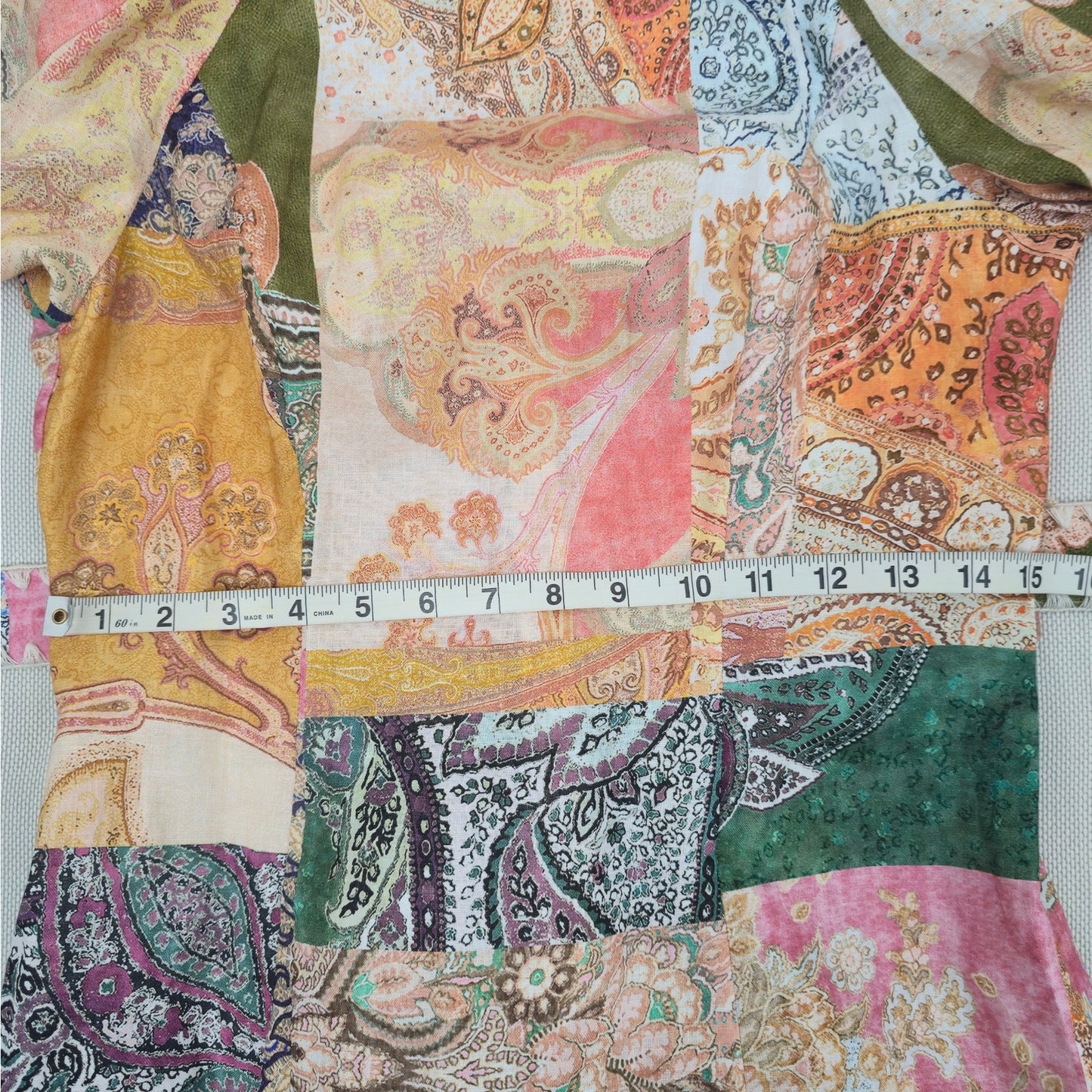 ZIMMERMANN Multi-Color Linen Anneke Ruffle Hem Patchwork Mini Dress Sz 2