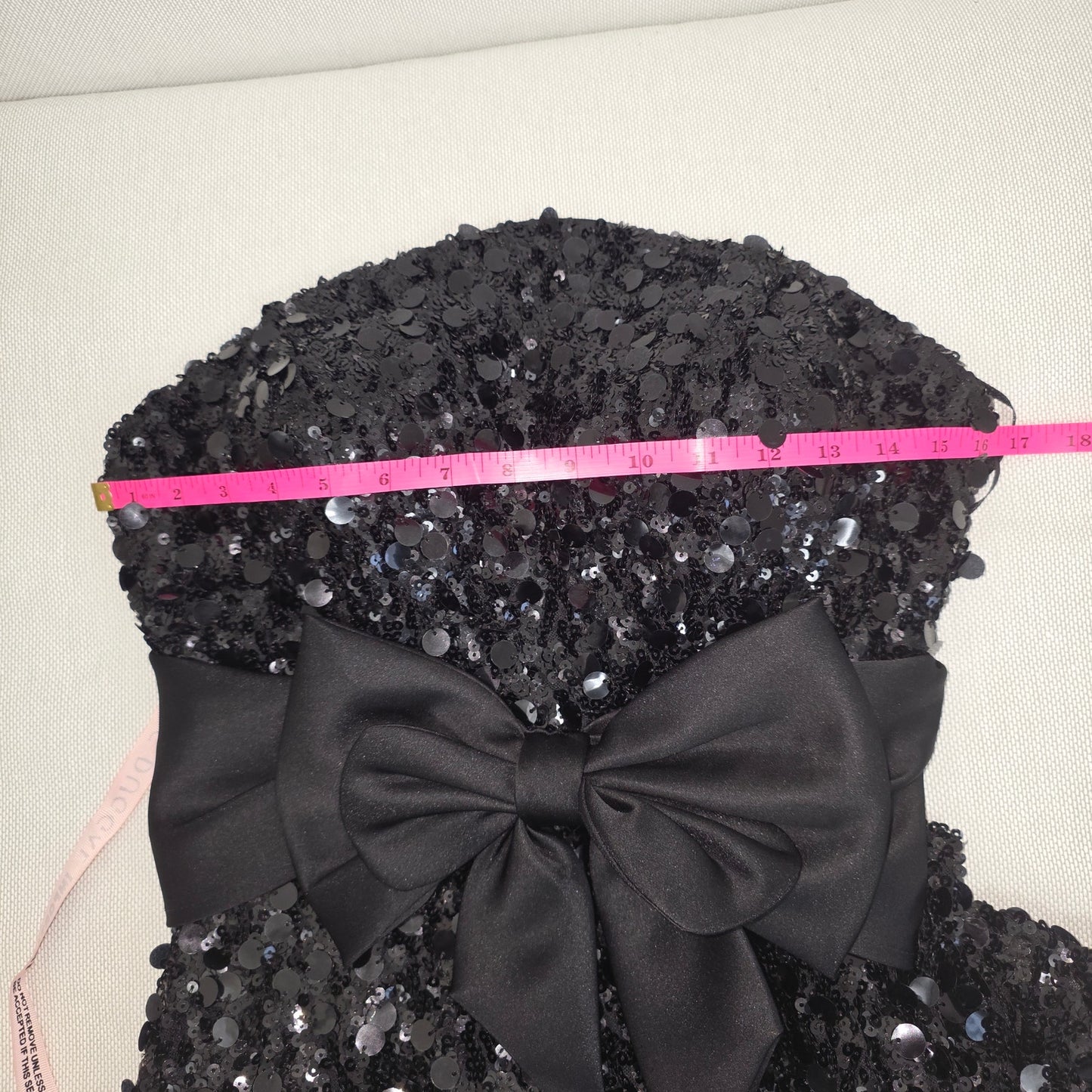 Ieena Mac Duggal Black Strapless Sequin Evening Gown With Bow Sz 6 NWT