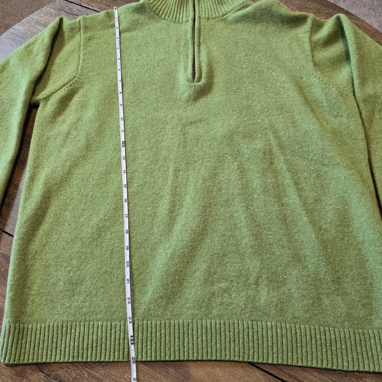 WOOLOVERS Woolmark Pure New Wool Men 100% Wool Green Zip Neck Sweater Sz L (786)