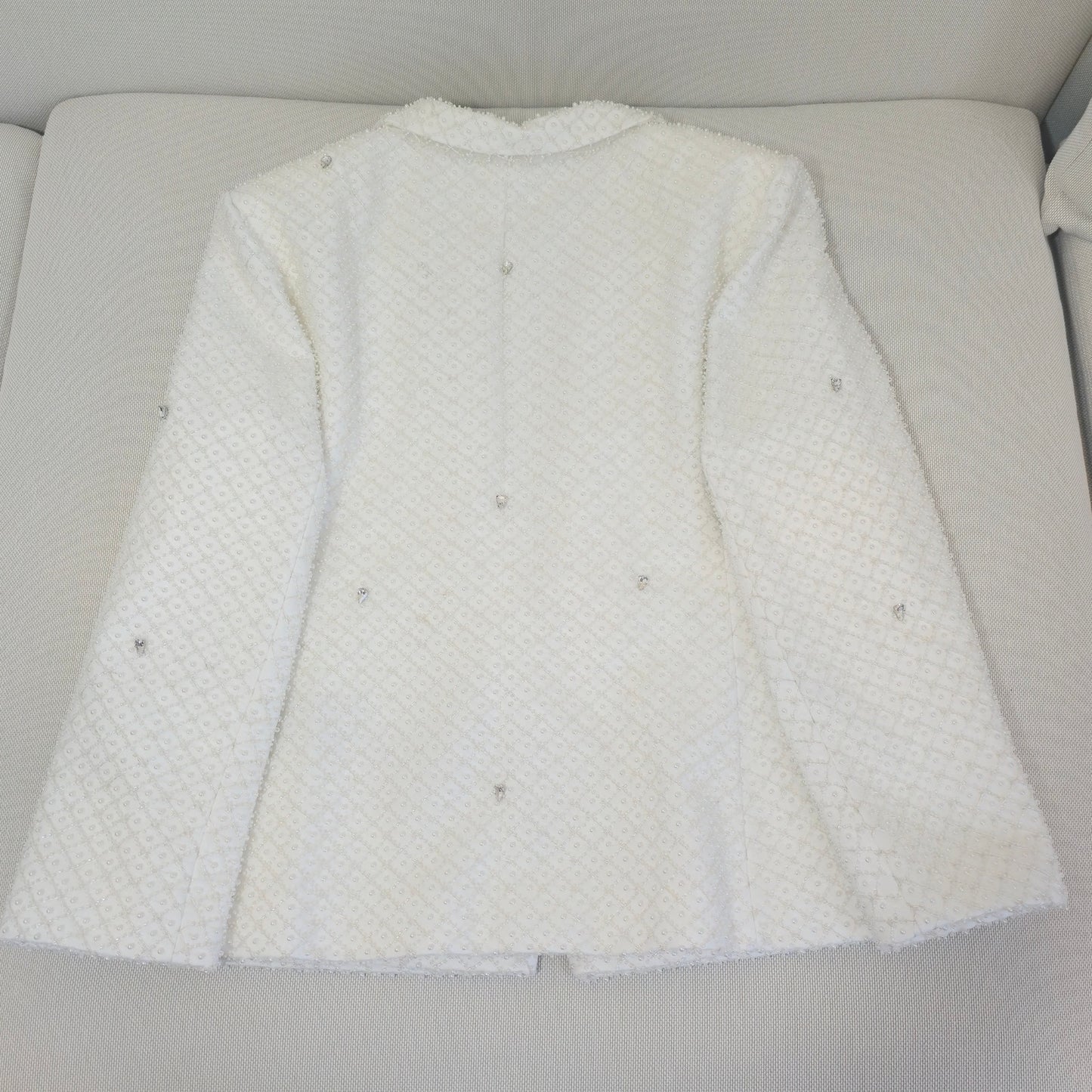 Morpine Fashion White Hypnotized Pearl Crystal Jacket Blazer Sz XL