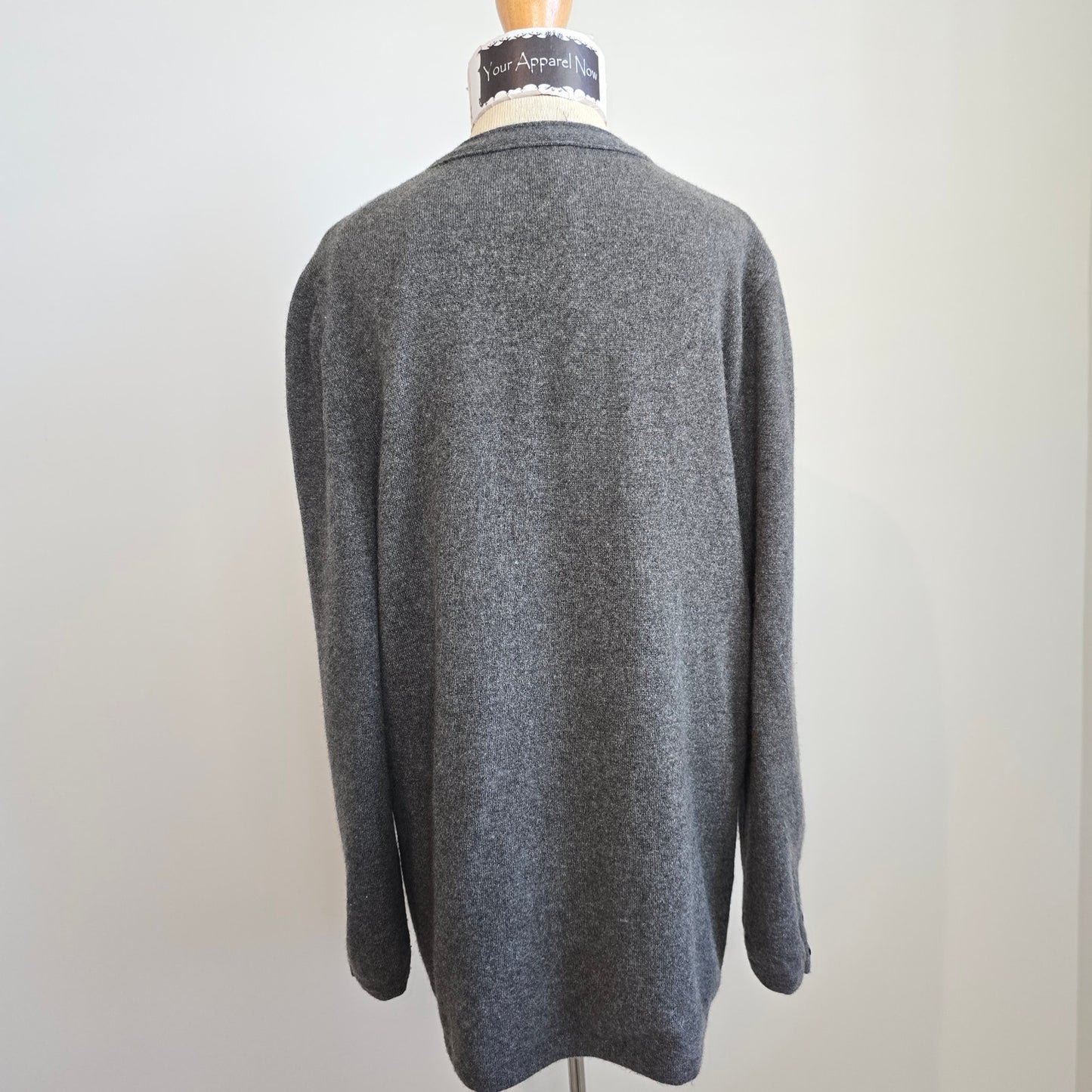 Valentino Boutique Vintage Gray Open Cardigan Side Pockets Silk Cashmere Sweater