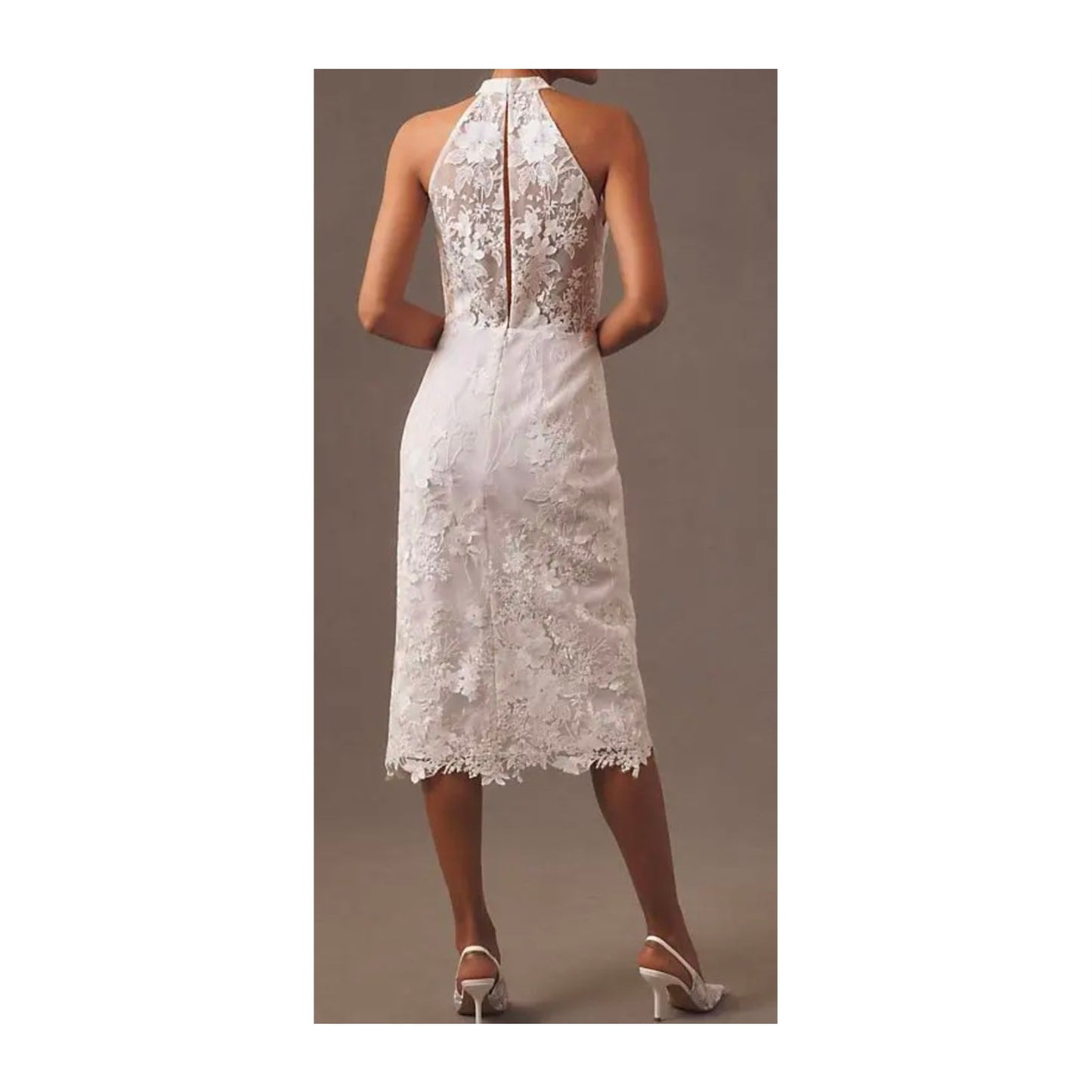 Anne Barge Unforgettable Halter Embroidered Lace Midi Dress Sz Small