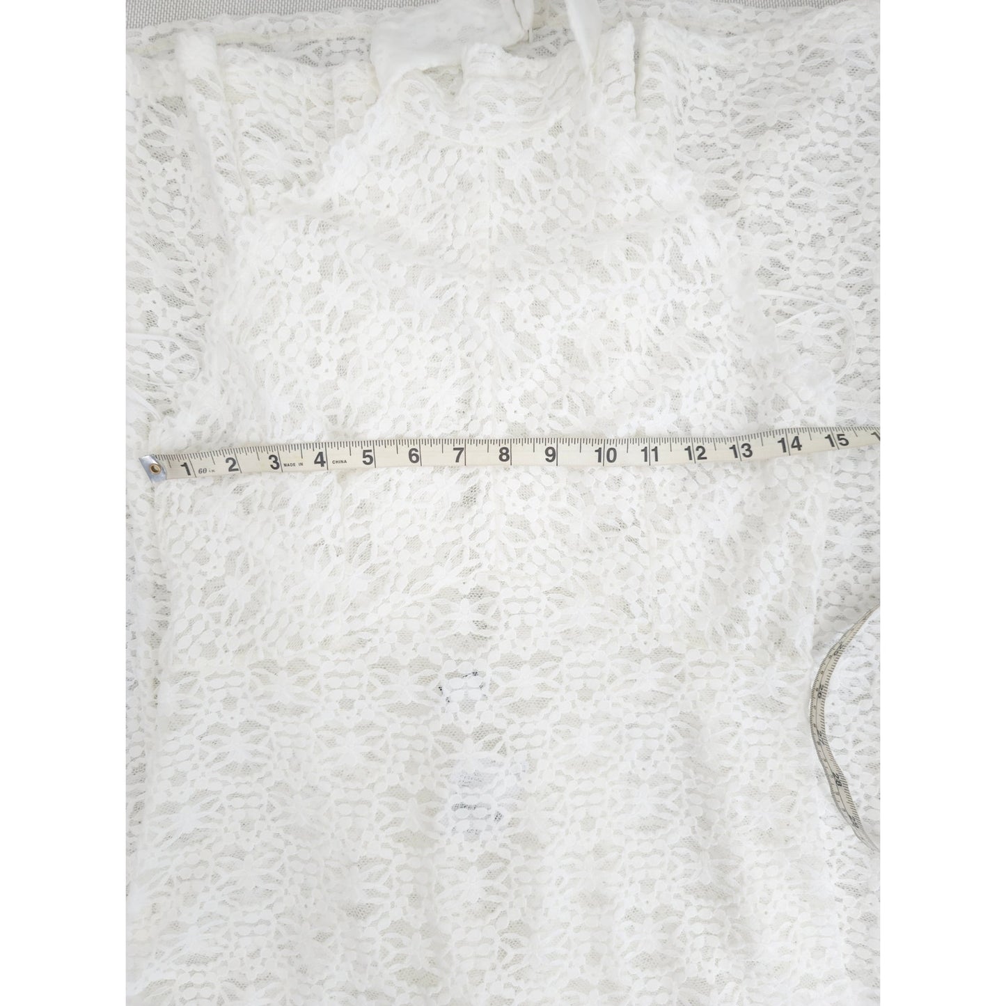 Only Hearts OFF White Sheer Lace Adorn Aline Maddalena Dianna Maxi Gown Sz M