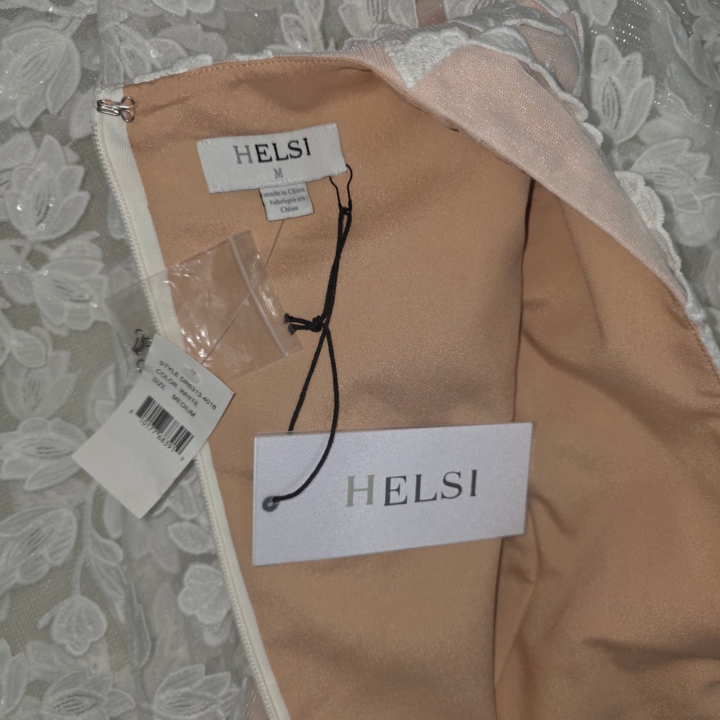 Helsi Clara Puff-Sleeve Sheer Floral Appliqué Maxi Dress Sz Medium NWT