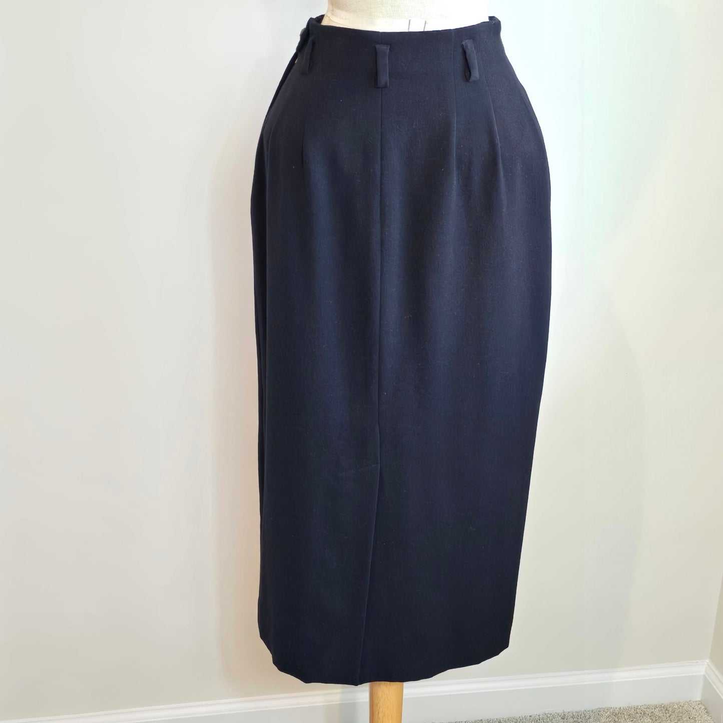 Ralph Lauren Rare Vintage Navy Wool Blend Front Zips Pencil Skirt Sz 4 (778)