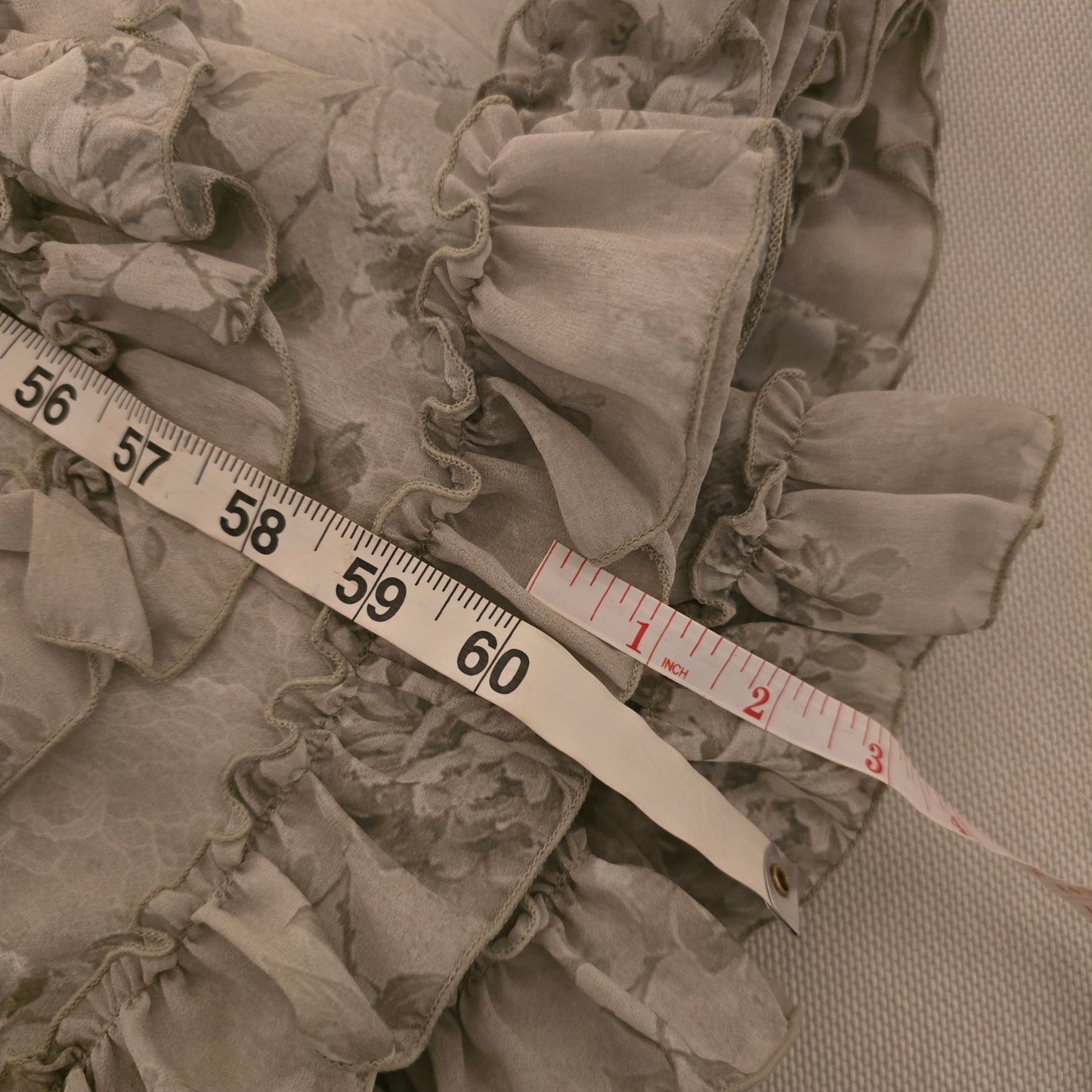 V. Chapman Sage Tapestry Carmella Long Sleeve Corset Chiffon Maxi Dress