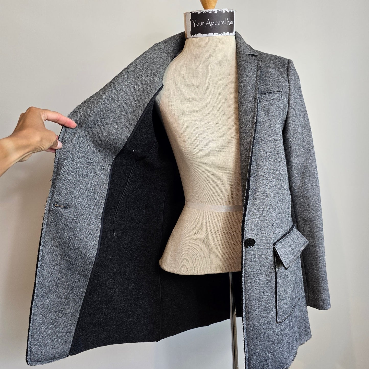 Banana Republic Women Gray Black Wool Blend Textured Knit Boyfriend Blazer Sz 0