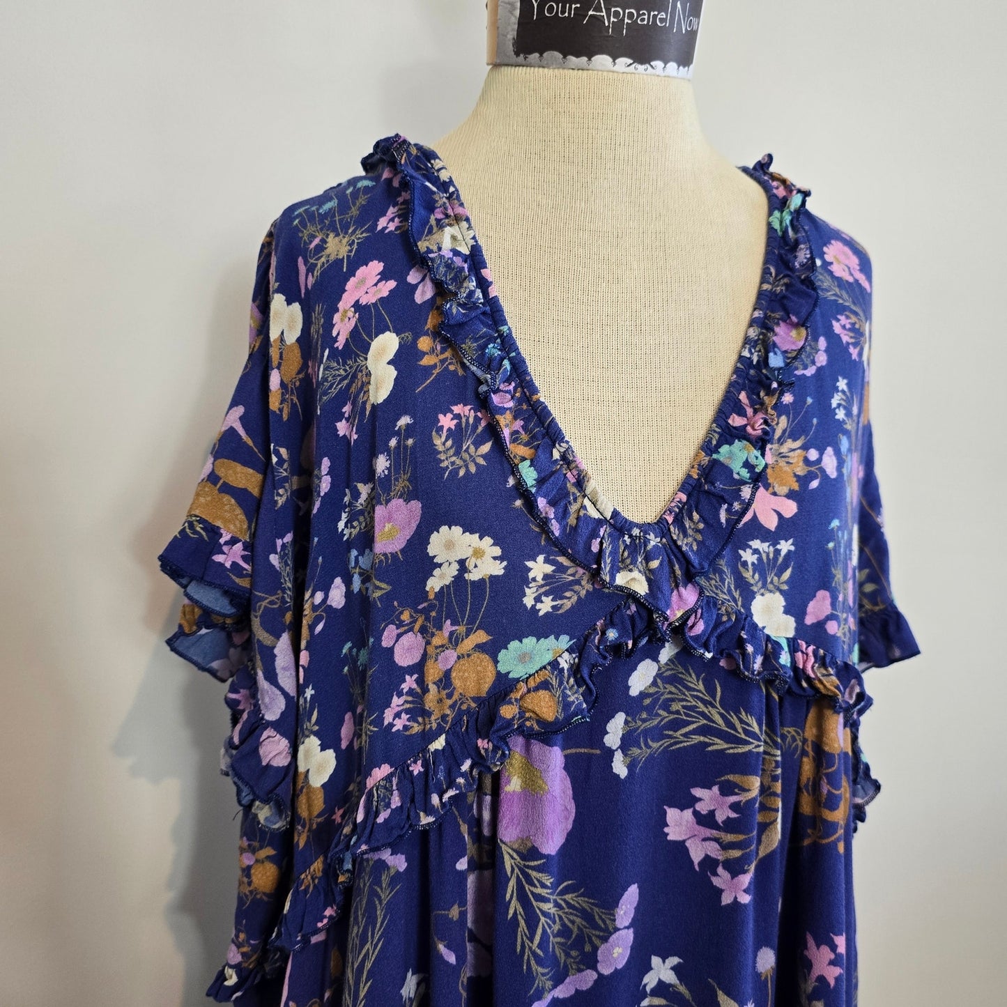 Spell & The Gypsy Collective Navy Wild Bloom Midi Gown Dress Sz Large (802)