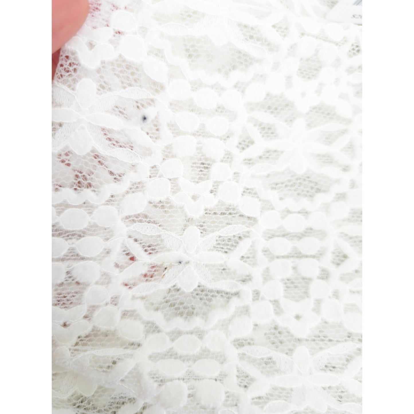 Only Hearts OFF White Sheer Lace Adorn Aline Maddalena Dianna Maxi Gown Sz M