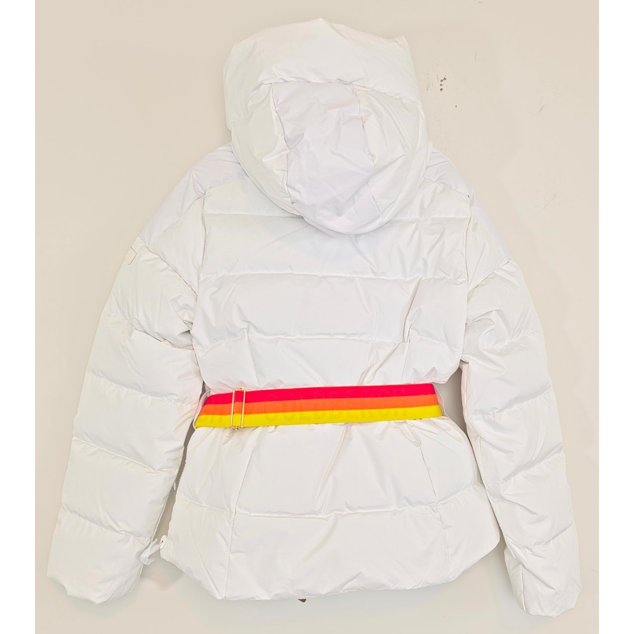 Goldbergh Bufera Quilted Ski Jacket White Hooded Down Puffer Coat Size 8 NWT