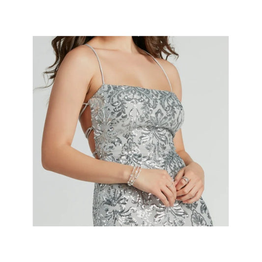 Windsor Silver Kinsley Formal Sequin Mermaid Maxi Dress Sz S