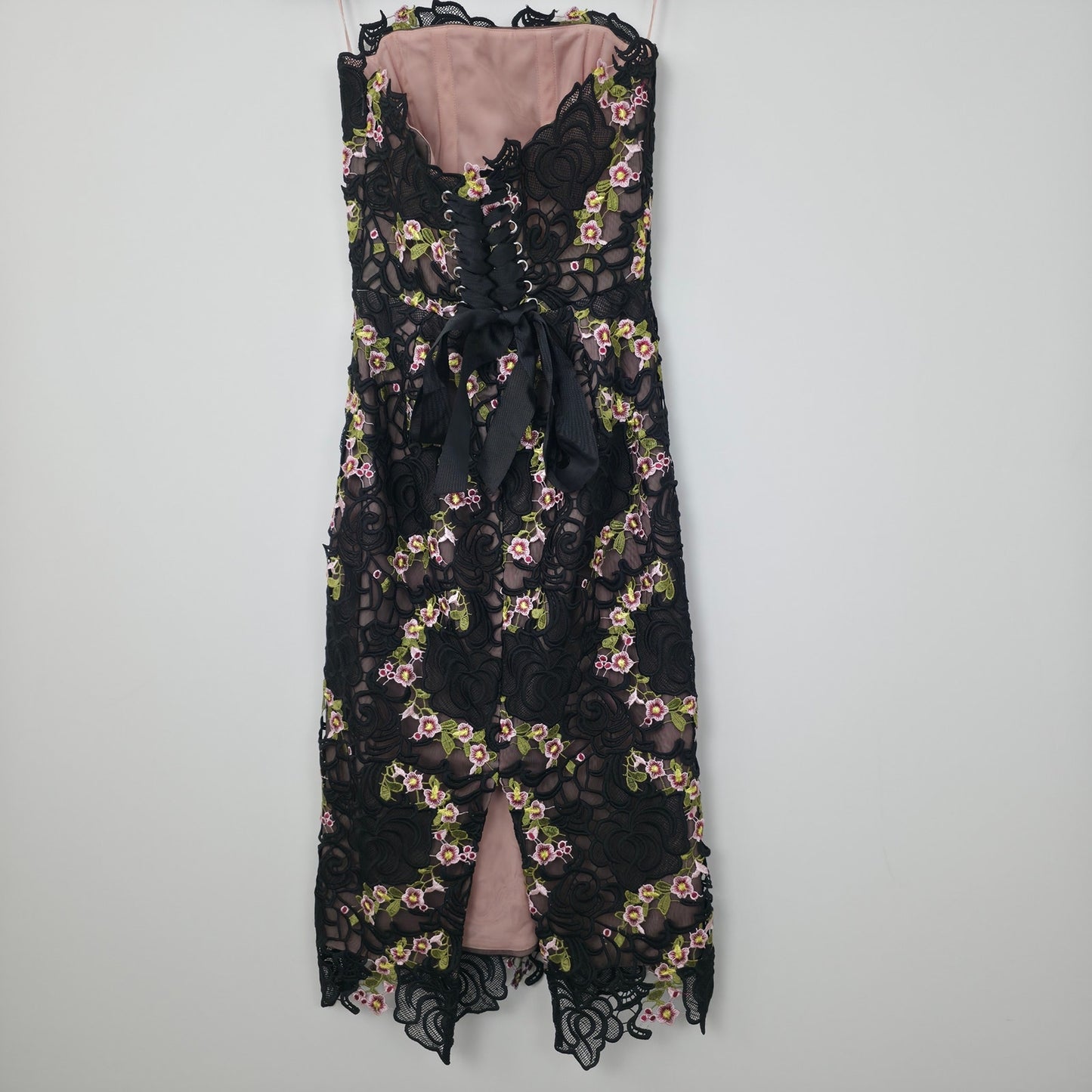 Helsi Cecilia Strapless Embroidered Floral Midi Dress Sz Small NWT