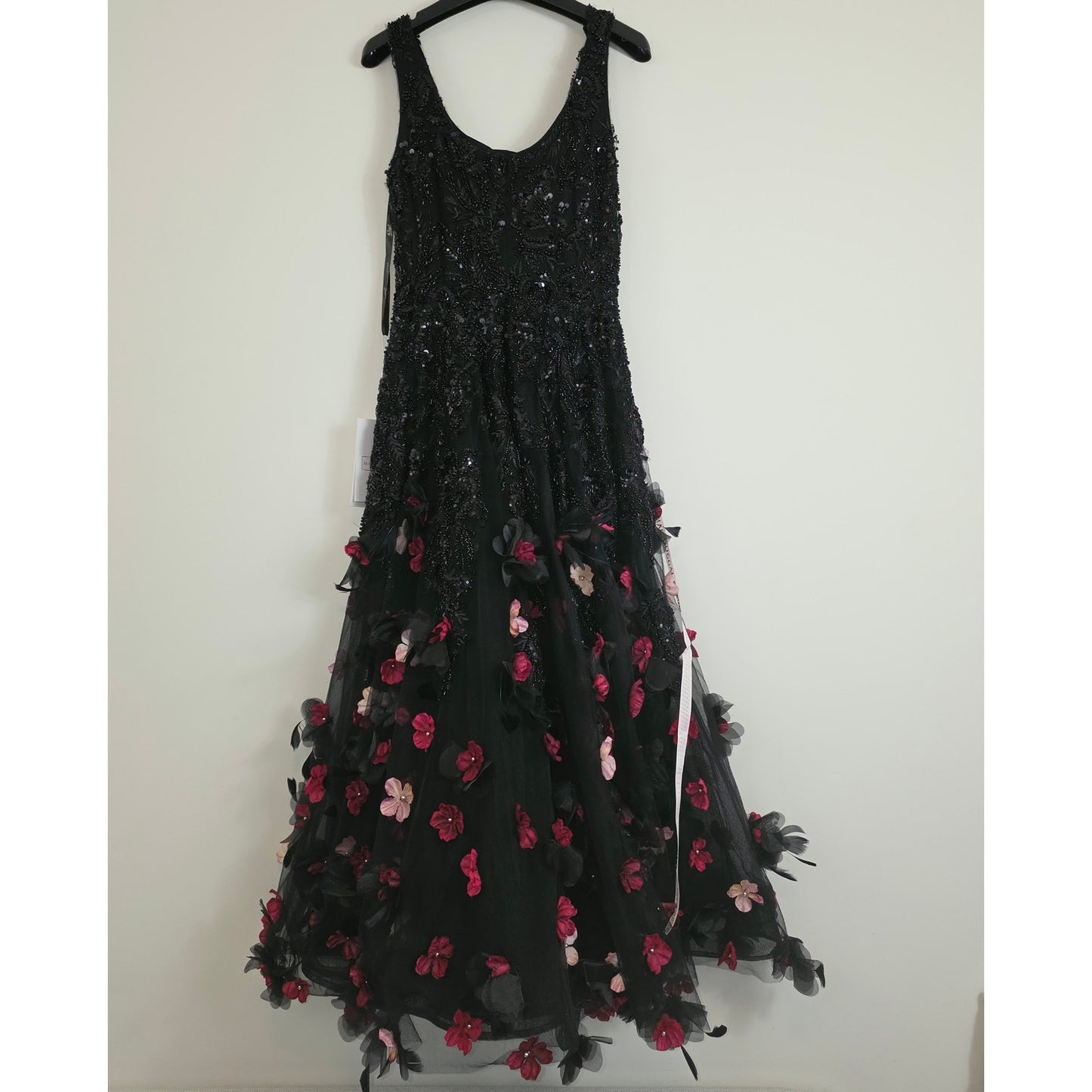Mac Duggal Sleeveless Sequin Floral Appliqué Midi Dress Sz 10 NWT