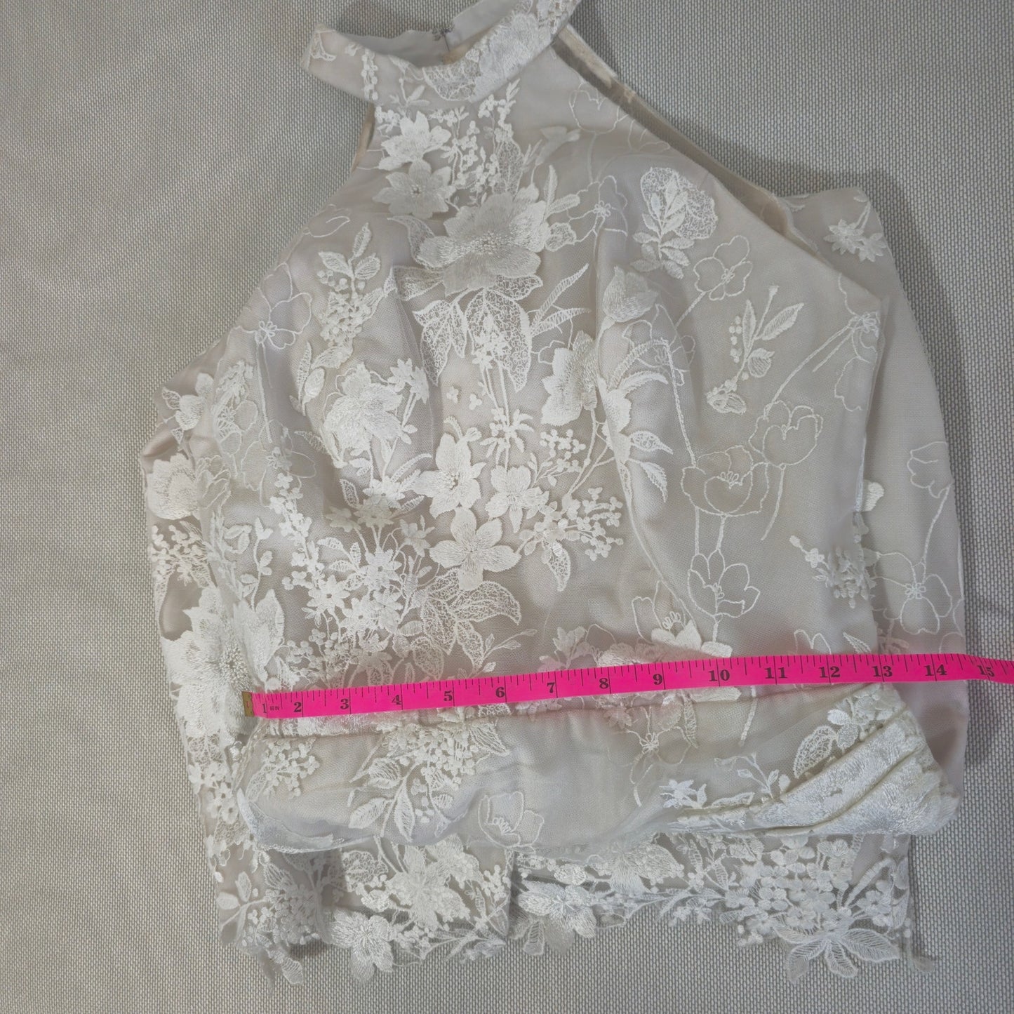 Anne Barge Unforgettable Halter Embroidered Lace Midi Dress Sz Small