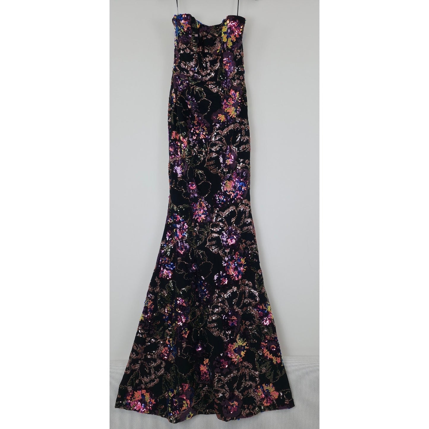 Helsi Helen Strapless Floral Stretch Sequin Mermaid Maxi Dress Sz Small NWT