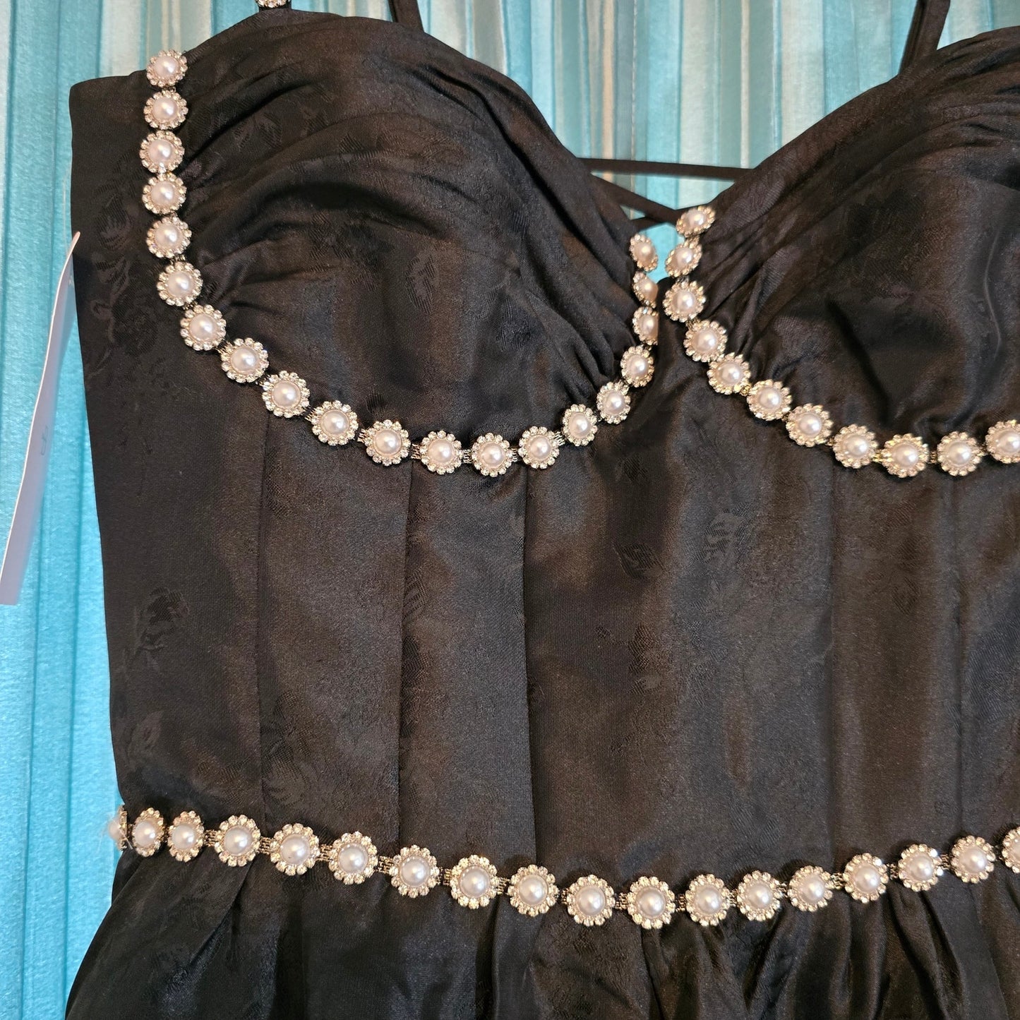 V. Chapman The Lucetta Gown Dress in Black Windsor Brocade Sz 8