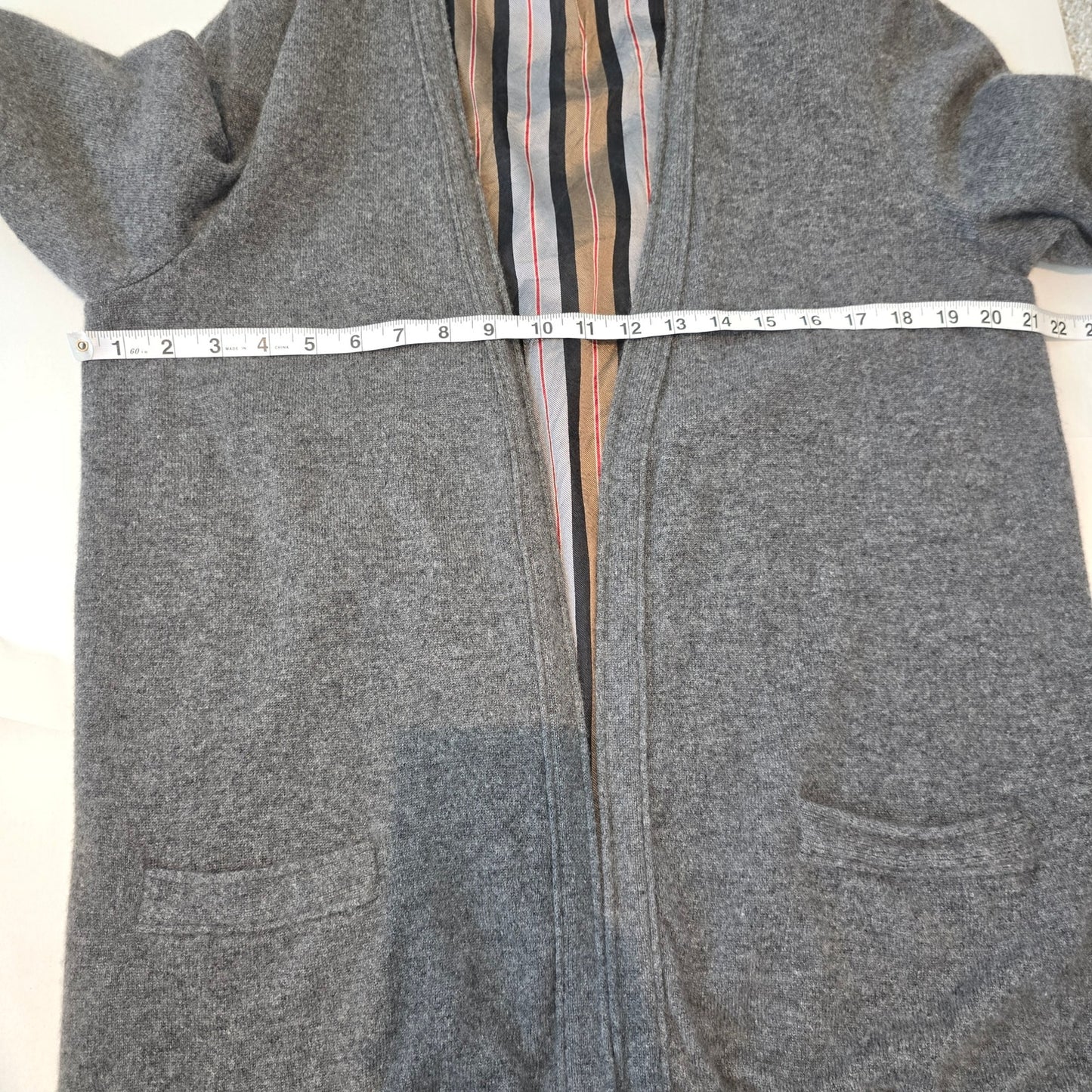 Valentino Boutique Vintage Gray Open Cardigan Side Pockets Silk Cashmere Sweater