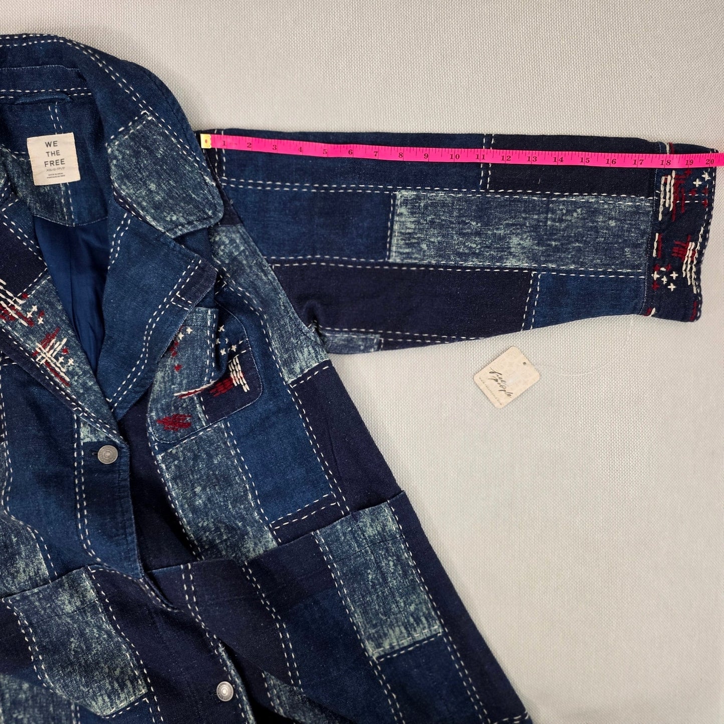 Free People We The Free Open Studio Duster Indigo Patchwork Denim Coat XS/S NWT