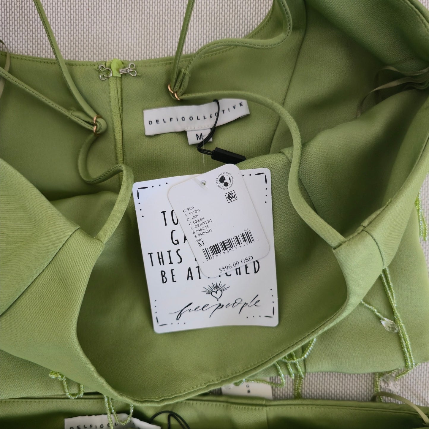 Anthro. DELFI Green Draped Beaded Detail Bijou and Joya Skirt Set Sz Medium