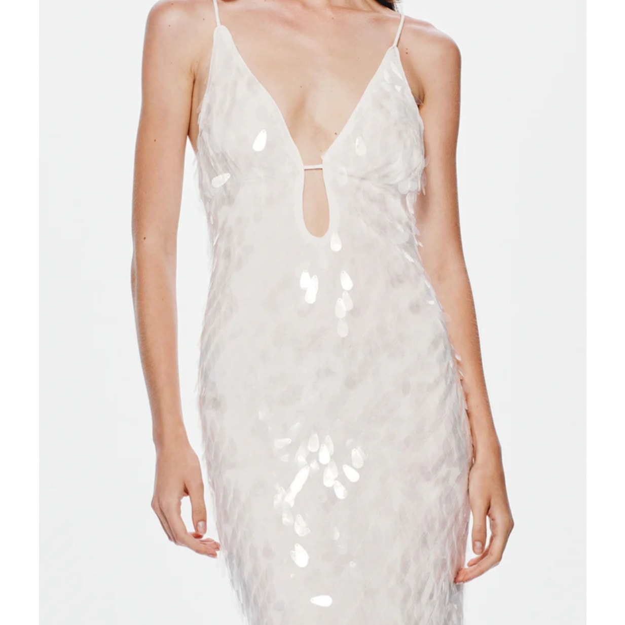 MISHA The Sapphire Sequin Maxi Dress in Ivory Sz M NWT