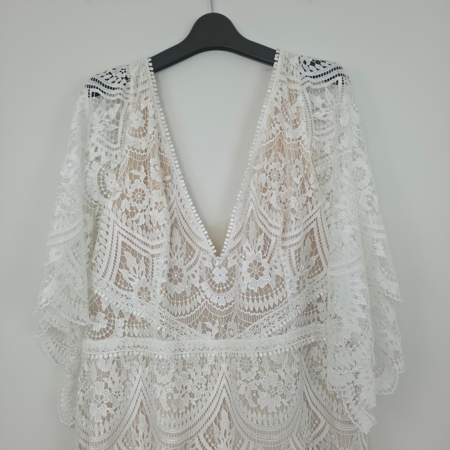 BHLDN Rish Haleh Flutter-Sleeve Lace V-Neck Fit & Flare Wedding Gown 22W NWT