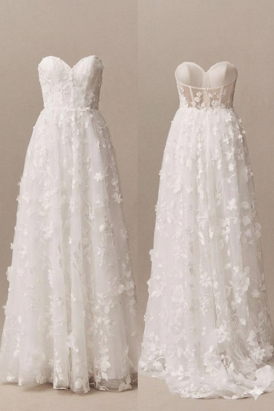 Wtoo by Wattters Ivy White Sweetheart Corset Floral Lace Wedding Gown Sz 2 NWT