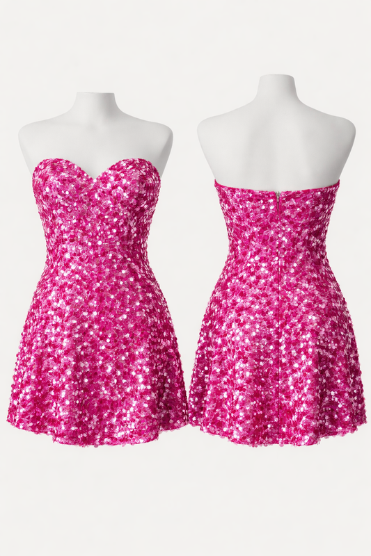 HELSI Mimi Fuchsia Pink Strapless Sequin Mini Dress XS NWT Sold Out