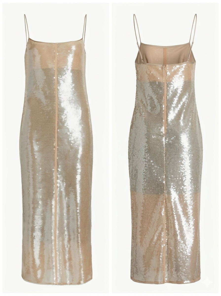 A.L.C Clear Danielle Sequined Sleeveless Midi Dress Sz Medium NWT