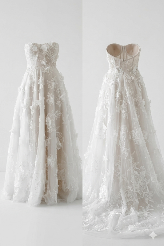 WATTERS Arien Ivory 3D Floral Corset Ball Gown Wedding Dress 14 NWT