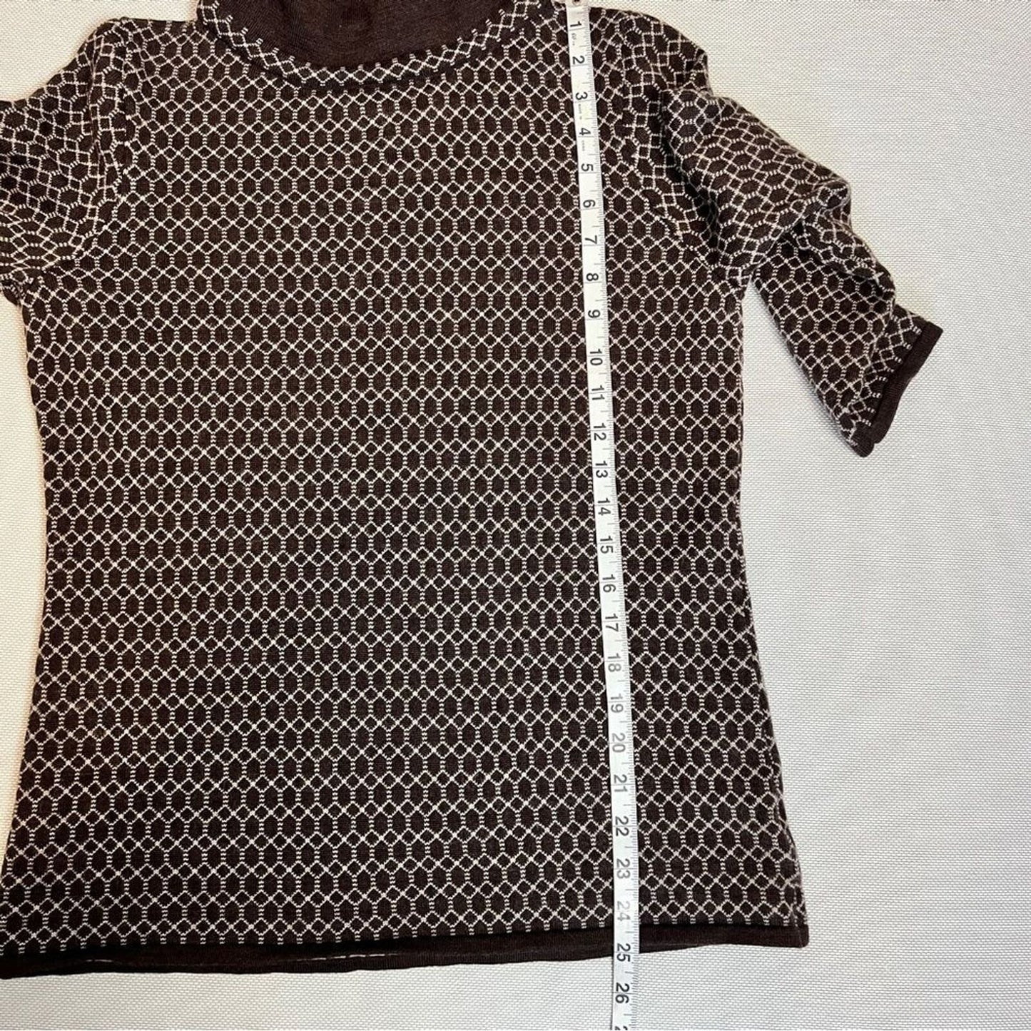 Talbots Petites Brown Pure Merino Wool 3/4 Sleeves Turtle Neck Sweater Sz Lp 508